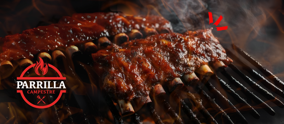 Parrilla campestre asando unas costillas y habalndo sobre la historia del primer restaurante del mundo contada desde su nombre